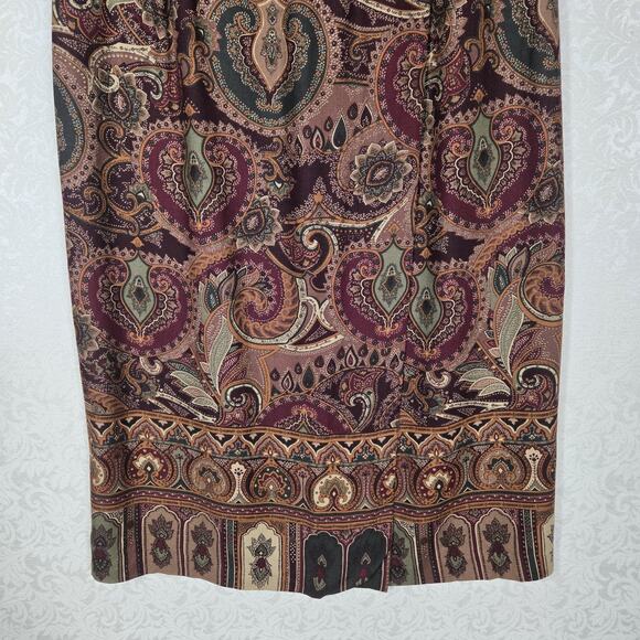 VTG Talbots Paisley Floral Midi Wrap Skirt sz L* Dark Academia Moody - Picture 3 of 14